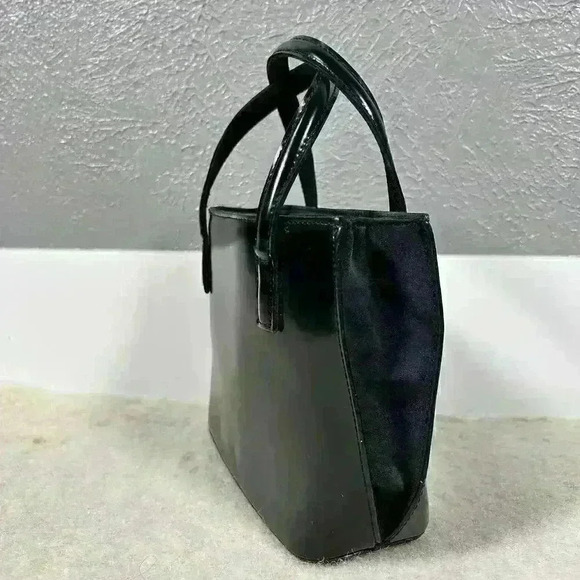 VINTAGE 90s Y2K Black Patent Leather Look Elegant Handbag Purse Women Small - Picture 4 of 13